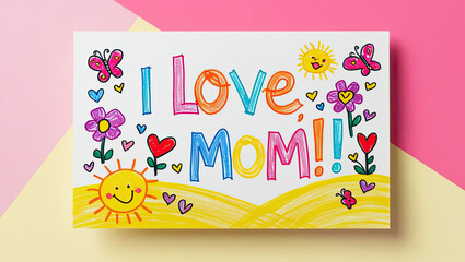Naklejka premium Creative mother's day card design home artwork colorful environment close-up view love concept