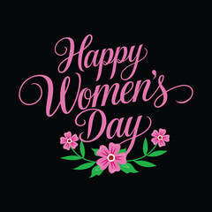 Happy Women's Day typographic with floral design