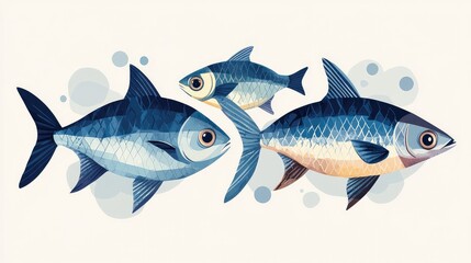 Simple Stylized Fish Design on Light Gray