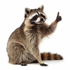 Cute Raccoon Giving a Positive Gesture Isolated on White