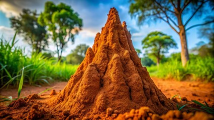 Termite Mound Closeup, Soil Insect Nest, High-Resolution Macro Photography, Detailed Termite Hill,  Ant Hill Structure,  Close Up Termite Colony