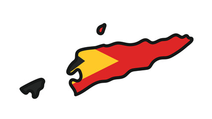 EAST TIMOR Map with flag in body