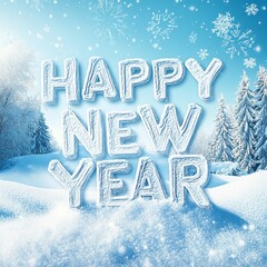 Happy new year illustration picture on snow background