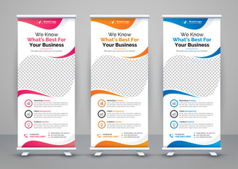 Corporate business roll up banner design. Modern pull up banner template or X banner signage minimal design. Can be used for Business Agency, Medical, Healthcare, School banner.