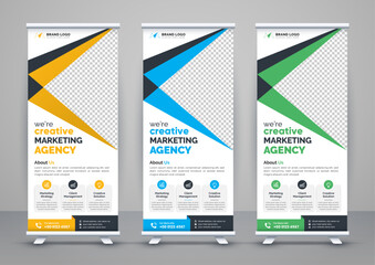 Corporate business roll up banner design. Modern pull up banner template or X banner signage minimal design. Can be used for Business Agency, Medical, Healthcare, School banner.