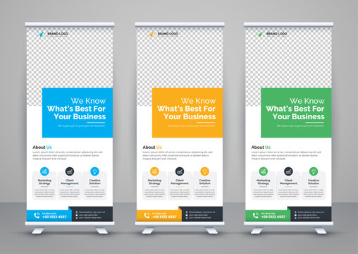 Corporate business roll up banner design. Modern pull up banner template or X banner signage minimal design. Can be used for Business Agency, Medical, Healthcare, School banner.