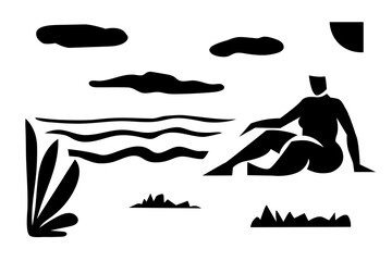 Abstract shapes set,trendy modern organic silhouettes,nature simple aesthetic elements abstract figures silhouette.Geometric contemporary collage applique trendy poster,boho mid-century unique style