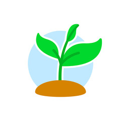 tree sprout icon, featuring a small seedling with two leaves growing from the ground. representing eco friendly initiatives, sustainability, environmental campaigns or nature conservation projects