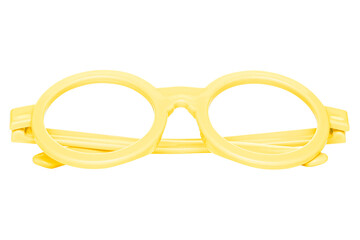 Yellow frame eyeglasses isolated on white background