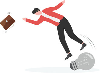 Businessman tripped over the dollar sign under his feet

