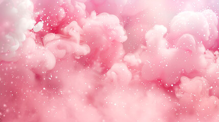 Background of fluffy baby pink pastel cotton candy clouds in the sky,Pink magenta fantastic clouds, sky and landscape. Gentle colors and bright lights
