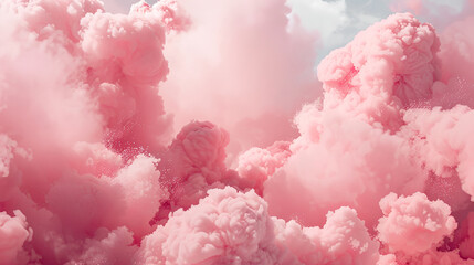 Background of fluffy baby pink pastel cotton candy clouds in the sky,Pink magenta fantastic clouds, sky and landscape. Gentle colors and bright lights
