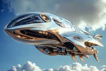 Obraz premium Fantasy world. spaceship, U.F.O, Generative AI 