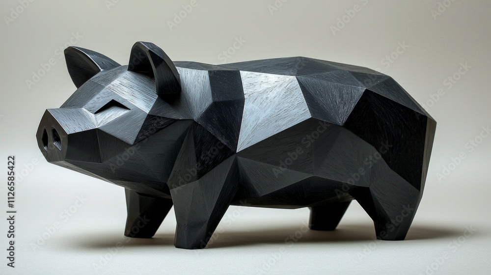 Aufkleber featuring clean lines and monochromatic color scheme geometric piggy bank embodies minimalism its an