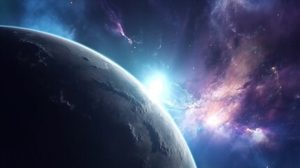 A Planetary Sunrise Amidst Cosmic Nebulae