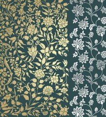 wedding card design, traditional paisley floral pattern , royal India	