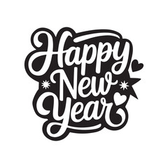 happy new year typography silhouette vector arts