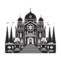 Obraz premium Synagogue Landscape silhouette vector illustration