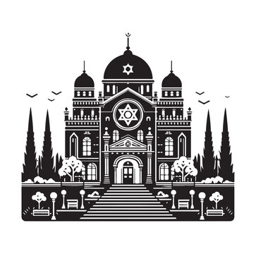 black synagogue building with star of david clip art preview