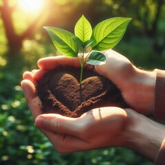 hands holding a plant