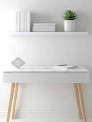 Minimalist White Home Office Desk Setup