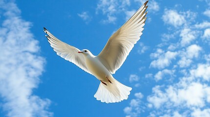 Fototapeta premium A lone bird soaring high in the sky, symbolizing freedom and the ability to rise above challenges.