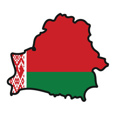 BELARUS Map with flag in body