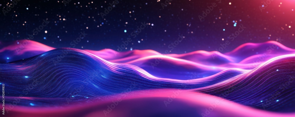 Poster outer space planet with wave pattern background