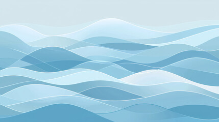 Fototapeta premium A monochromatic minimalistic background in shades of light blue, with gentle waves and organic shapes creating a calming and modern aesthetic