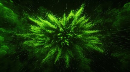 Fototapeta premium A green explosion with green smoke and green particles