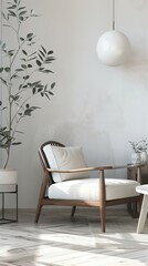 Modern minimalist interior design of a living room, 4K hyperrealistic photo