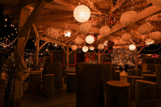 Zurich's christmas village by night