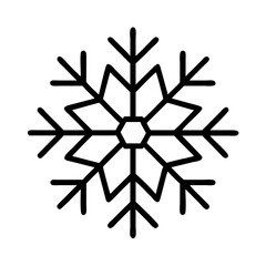 snowflake icon, nature vector icon, environment vector icon - black outline icon of snowflake symbolizing nature, environment, and seasonal in simple design.