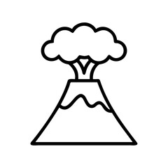 volcano icon, nature vector icon, environment vector icon - black outline icon of volcano symbolizing nature, environment, and seasonal in simple design.