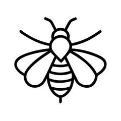 bee icon, nature vector icon, environment vector icon - black outline icon of bee symbolizing nature, environment, and seasonal in simple design.
