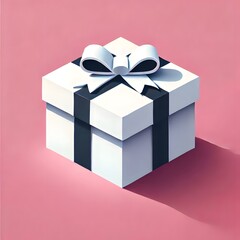 A simple vibrant color sleek monochromatic valentine gift box with a simple ribbon, designed in a flat style.