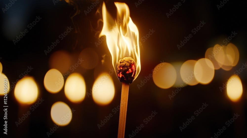 Poster a lit matchstick is the only source of light in the dark