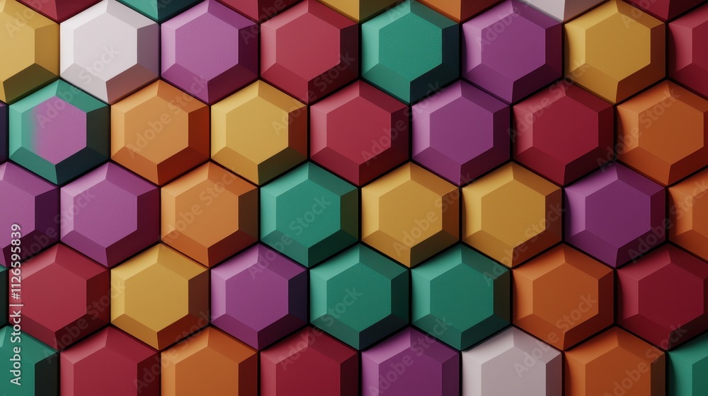 Poster a colorful pattern of hexagons with different colors
