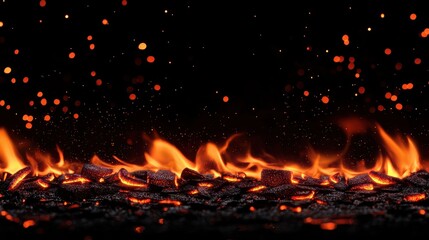 A black background with a lot of fire and smoke