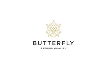 Luxury butterfly with line art style logo icon design template