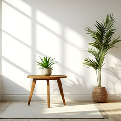 Minimalist Modern Blank Wall Mockup Interior - Generative AI