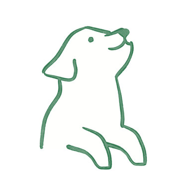 上を見上げる犬