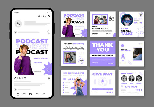 Podcast Live Social Media Post Templates