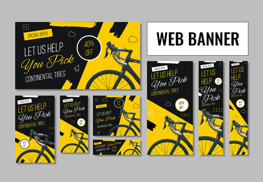 Bicycle Shop Banner Set Template Design