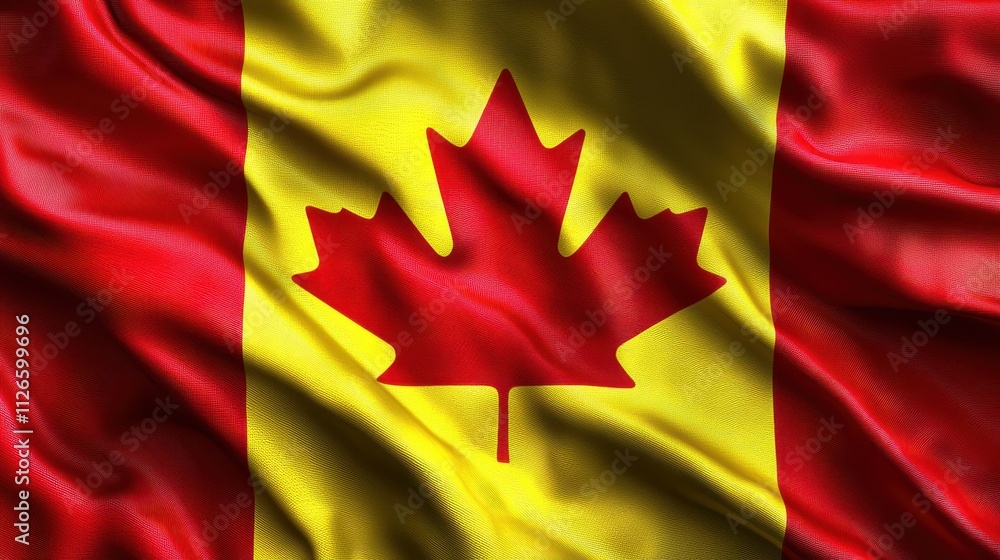 Poster a flag with a red maple leaf on it