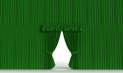 green color curtain velvet empty blank mockup object symbol decoration st. patrick day saint march 17 seventeen day ireland irish holiday culture patrick show present fabric pattern window luxury 