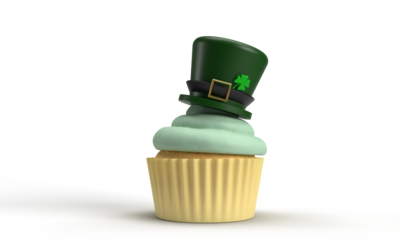 hat leaf flora flower botany plant green color ice cream cake object dicut background st. saint patrick day 17 seventeen day march month irelamd irish sweet food celtic party spring patrick day saint