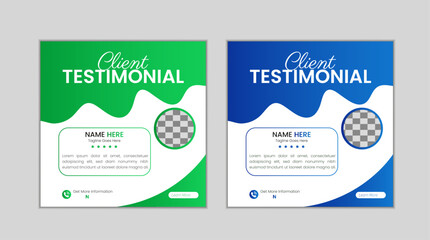 Business Client testimonial social media post design template. Customer feedback review social media post design.