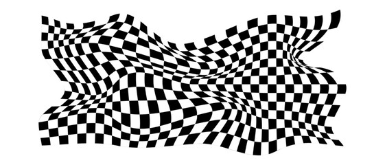 Wavy checkerboard visual distortion illusion. Chess board. Vector illustration.