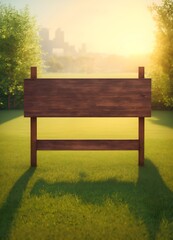 Naklejka premium wooden empty board in the park copy space for text